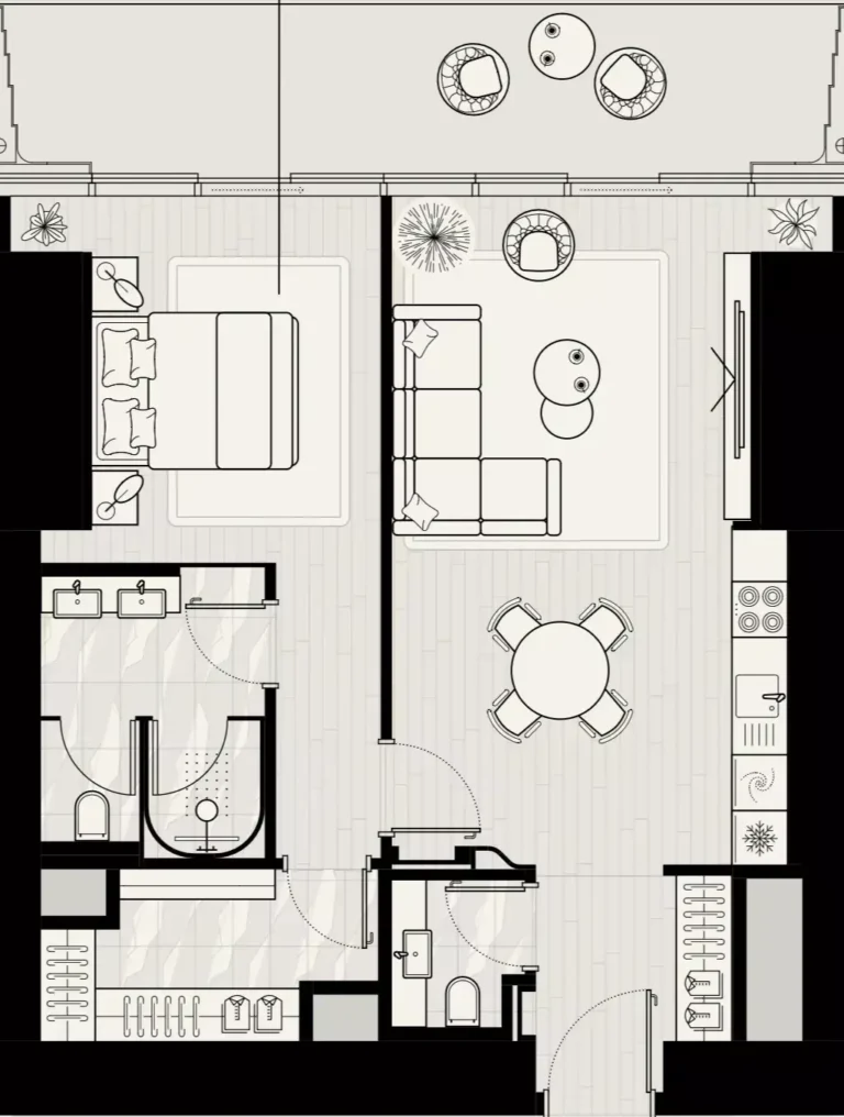 LIV Maritime floor plan 1 BR · 1094 sqft