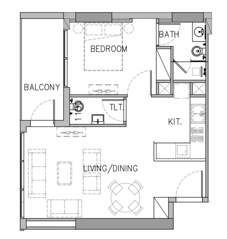 Stamn Yuni floor plan 1 BR · 814 sqft