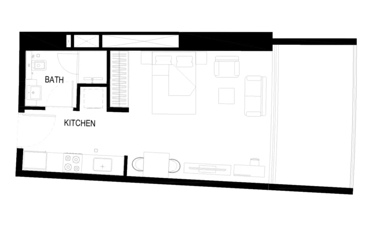 Binghatti Hills floor plan 1 BR · 504 sqft