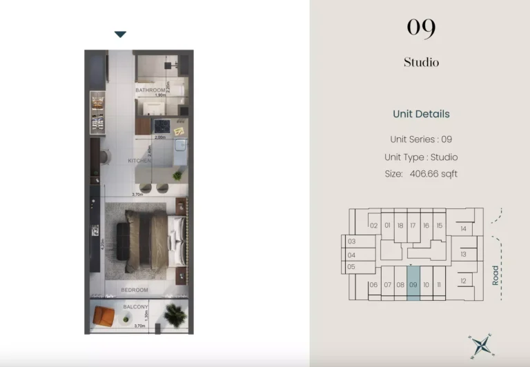 Oasis Lofts floor plan Студия · 406 sqft