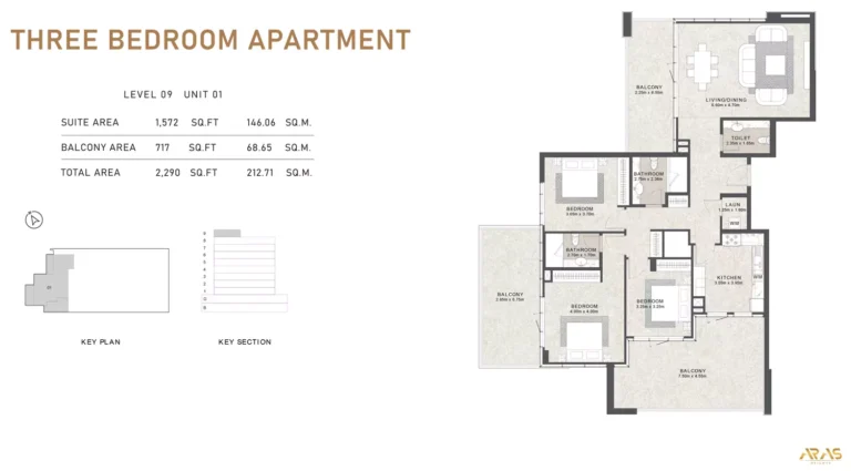 Aras Heights floor plan 3 BR · 2290 sqft