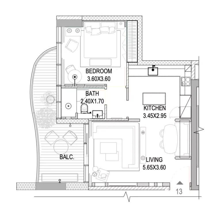 The Pier Residence floor plan 1 BR · 765 sqft