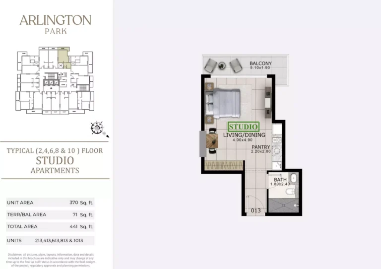 Arlington Park floor plan Студия · 441 sqft