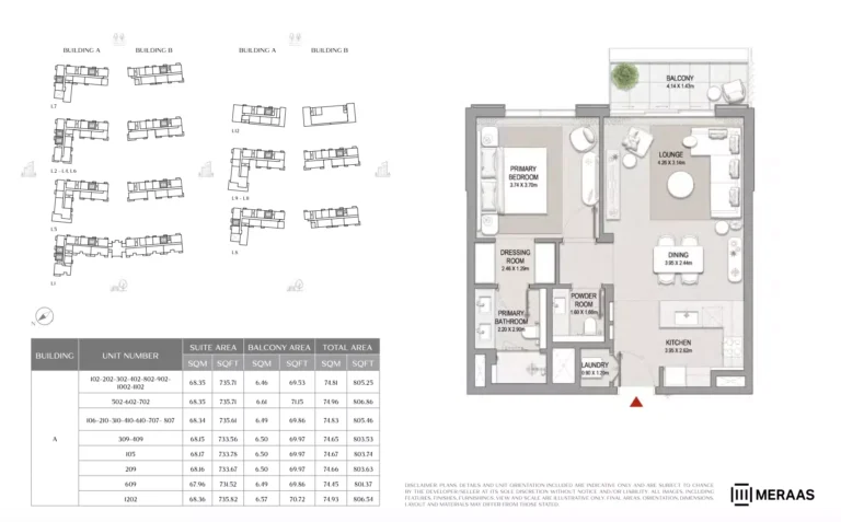 City Walk Crestlane 2 floor plan 1-спальн. · 806 sqft