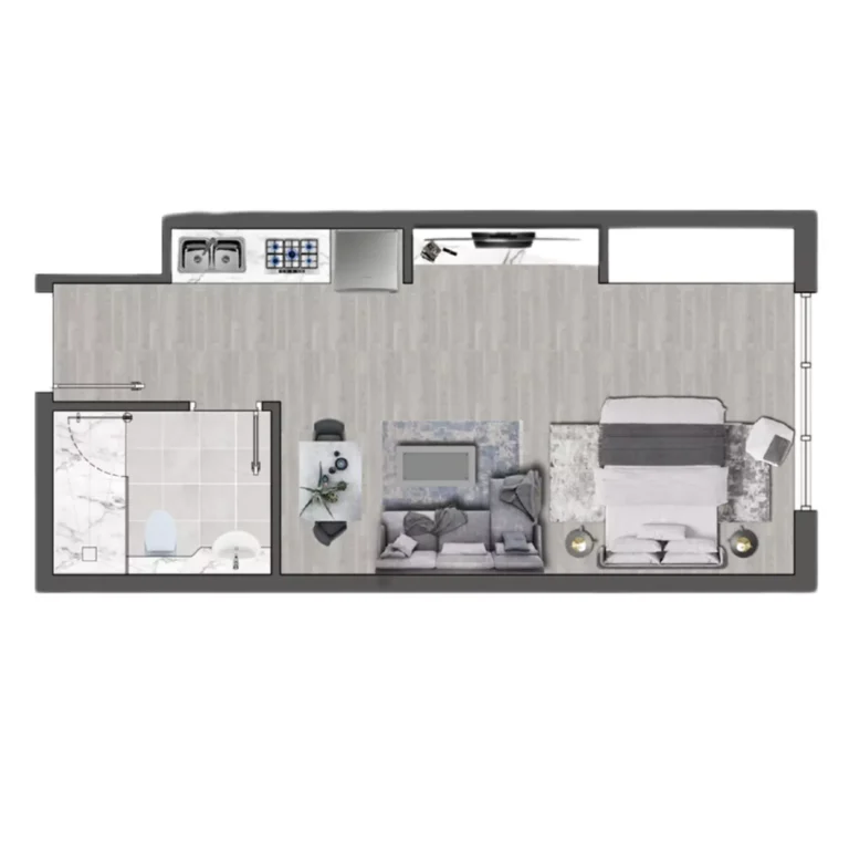 Brand Centro floor plan Студия · 380 sqft