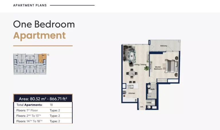 Samha Residence 2 JVC floor plan 1 BR · 866 sqft