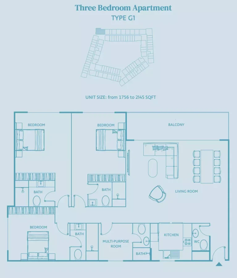 Luma 22 floor plan 3-спальн. · 2145 sqft