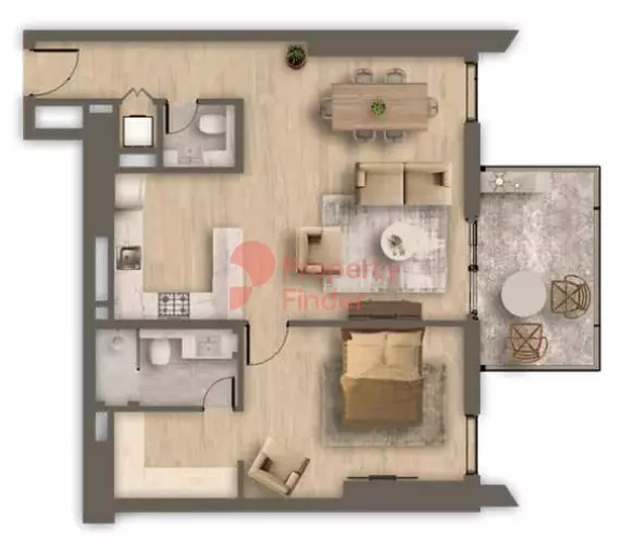 Ahad Residences floor plan 1-спальн. · 920 sqft