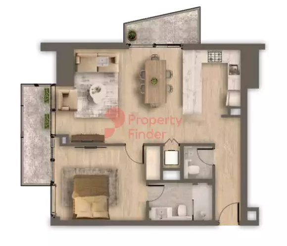 Ahad Residences floor plan 1-спальн. · 927 sqft