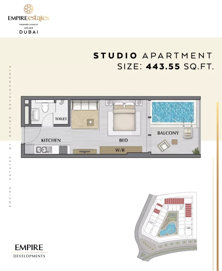 Empire Estates floor plan Студия · 443 sqft