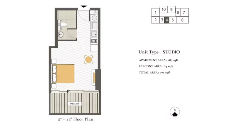 Ashwood Residences floor plan Studio · 371 sqft