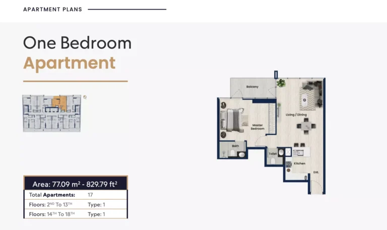 Samha Residence 2 JVC floor plan 1 BR · 829 sqft