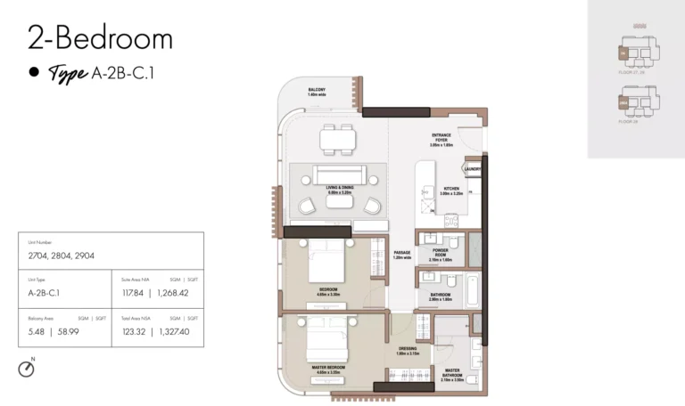The Edit at D3 floor plan 2-спальн. · 1327 кв. фут