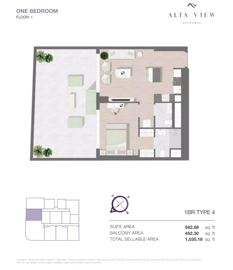 Alta View Skyhomes floor plan 1-спальн. · 1035 sqft
