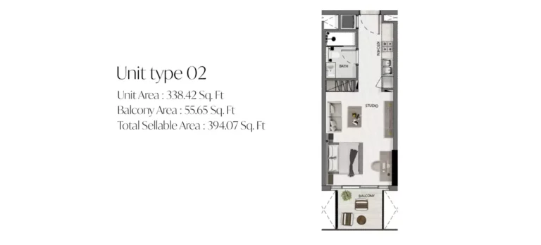 Avana Residences floor plan Studio · 394 sqft
