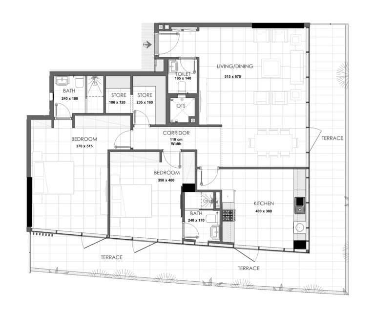 Palatium Residences floor plan 2 BR · 2160 sqft