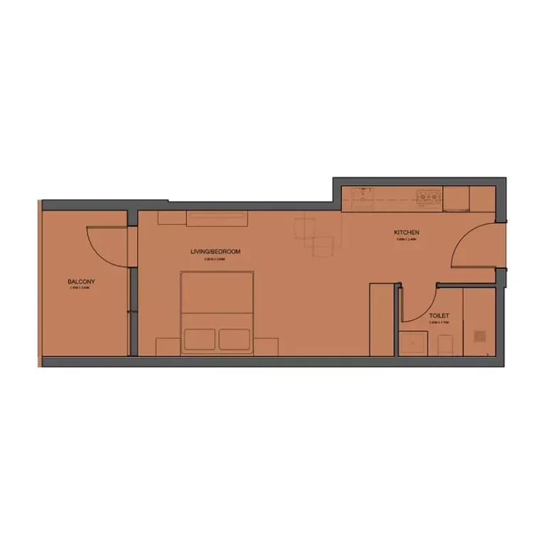 Rivo by Grovy floor plan Studio · 405 sqft