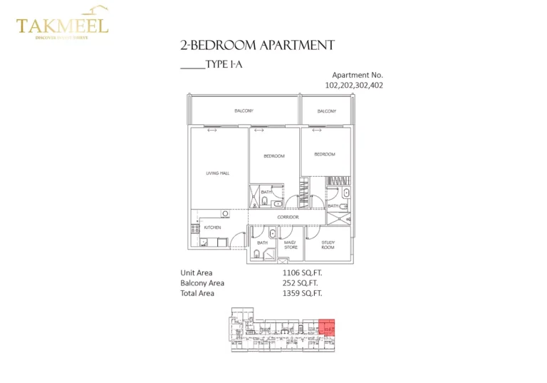 Divine Residencia floor plan 2 BR · 1359 sqft