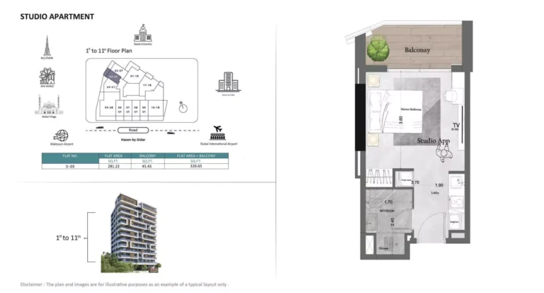 Saray Prime Residence floor plan Студия · 326 sqft