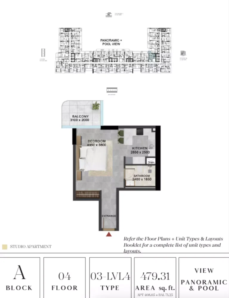 Vivanti Residences floor plan Studio · 479 sqft
