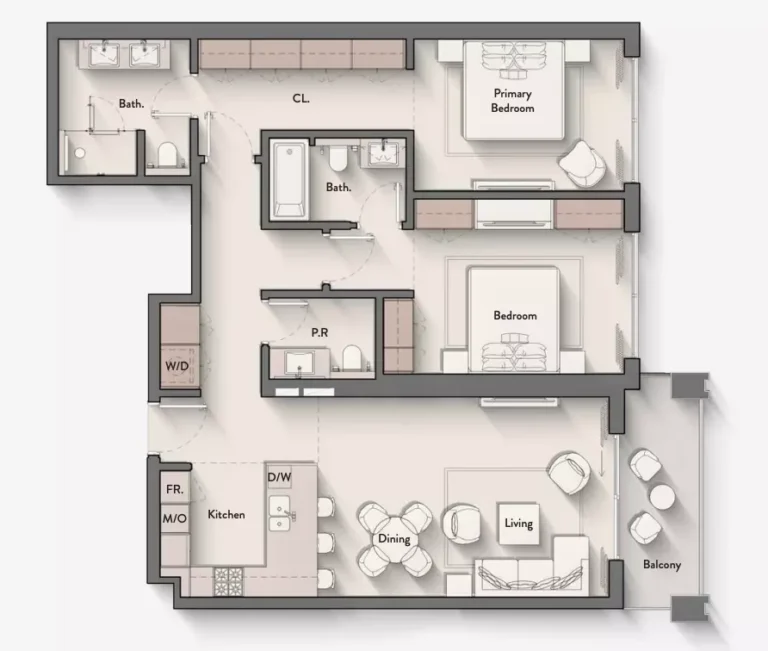 Hillmont Residences floor plan 2 BR · 1257 sqft
