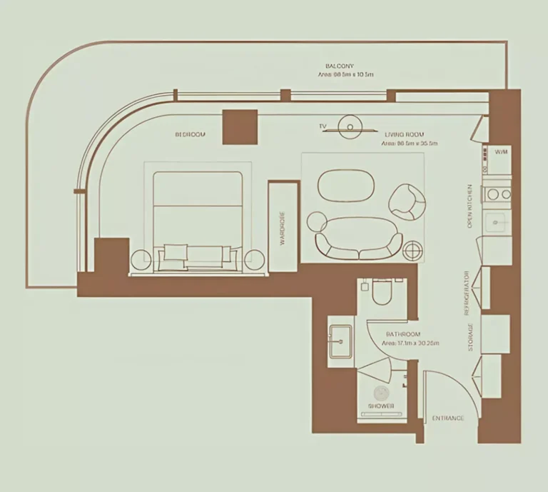 Eden House The Park Building A floor plan Студия · 466 sqft
