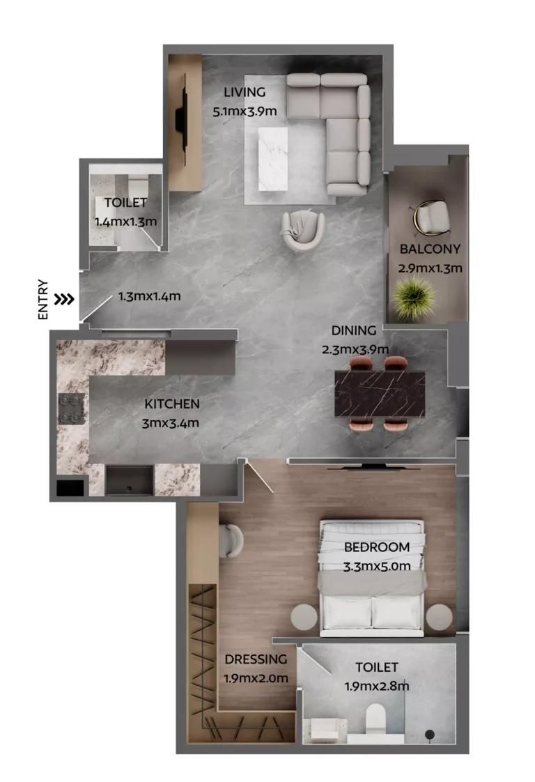 Jardin Astral floor plan 1-спальн. · 849 sqft