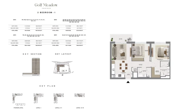 Golf Meadows floor plan 2 BR · 1084 sqft