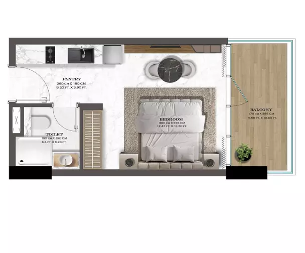 Lazord by LAPIS floor plan Студия · 371 sqft
