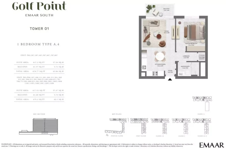 Golf Point floor plan 1 BR · 679 sqft