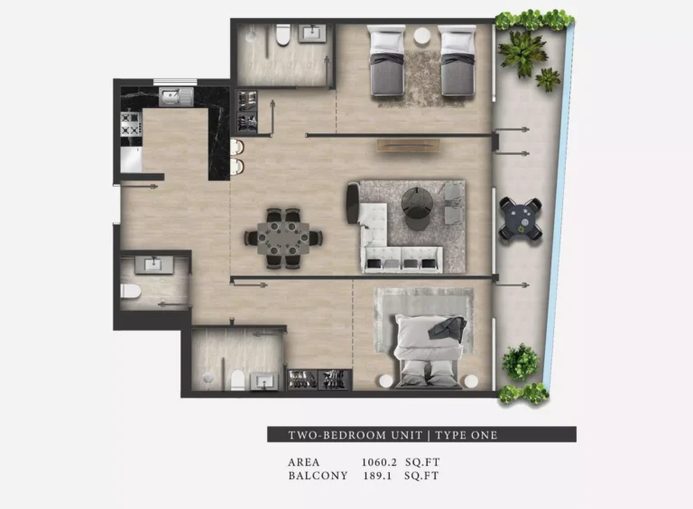 311 Boulevard floor plan 2 BR · 1060 sqft