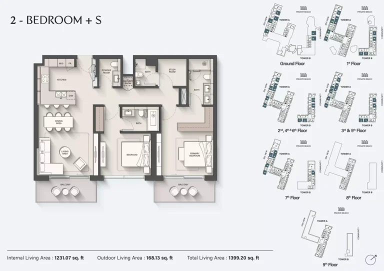 Ellington Sands 2 floor plan 2 BR · 1399 sqft