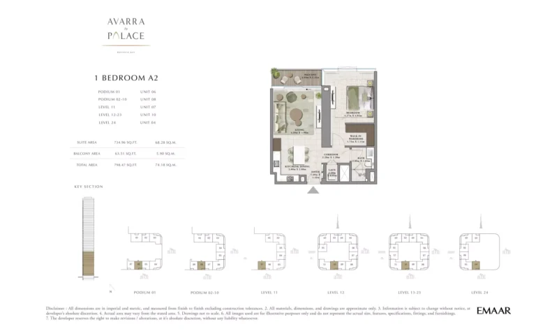 Avarra by Palace floor plan 1 BR · 798 sqft