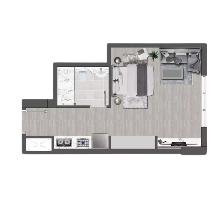 Brand Centro floor plan Студия · 397 sqft