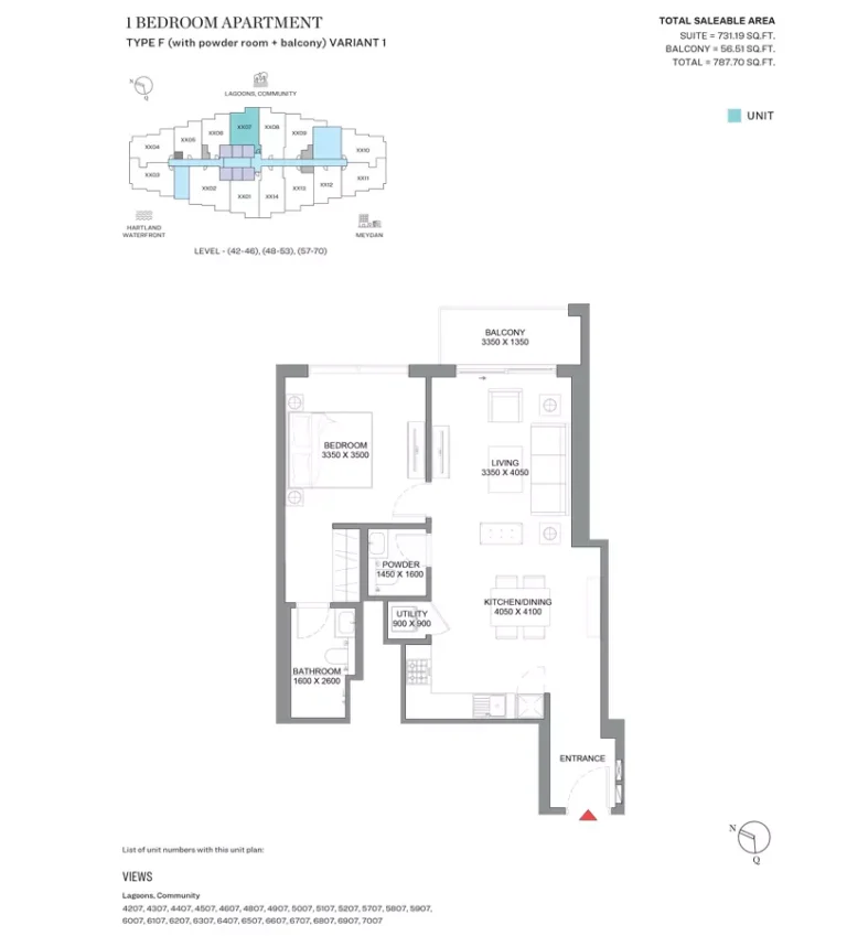 360 Riverside Crescent floor plan 1 BR · 787 sqft