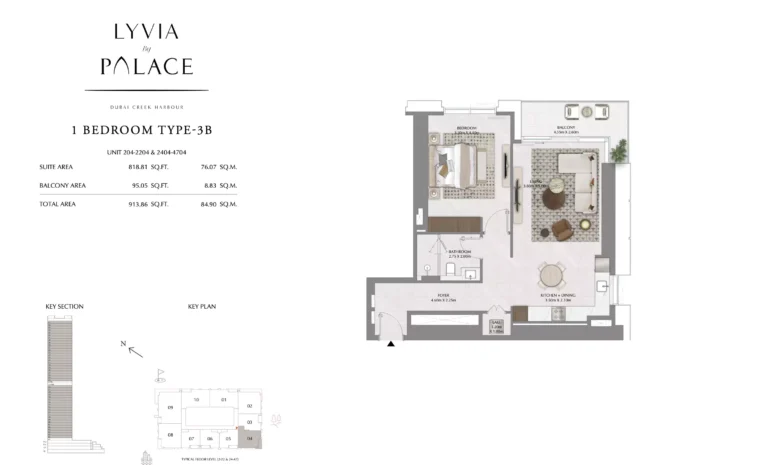 Lyvia by Palace floor plan 1 BR · 914 sqft