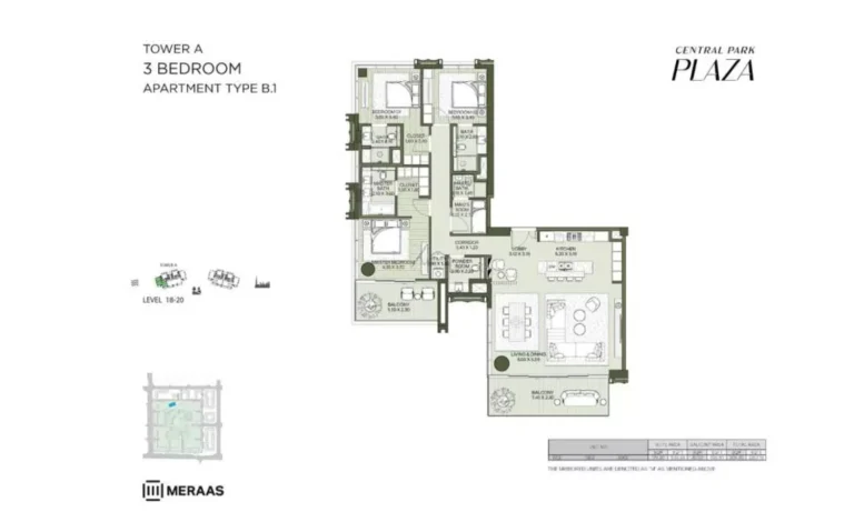 Central Park Plaza floor plan 3-спальн.