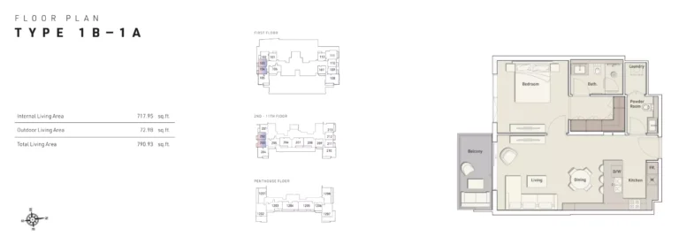 Ellington House 2 floor plan 1 BR · 790 sqft