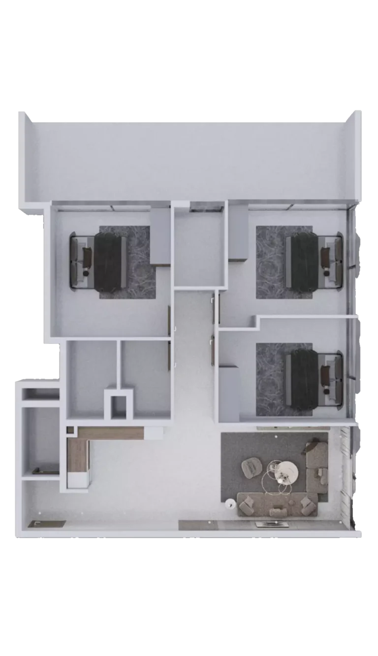 AG Ark Tower floor plan 3-спальн. · 1355 sqft