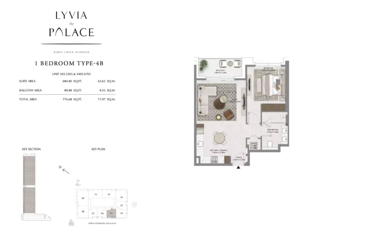 Lyvia by Palace floor plan 1 BR · 774 sqft