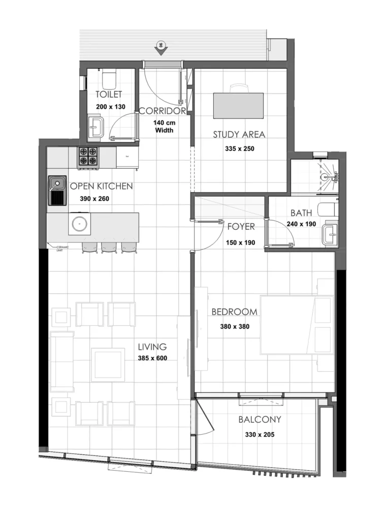 Palatium Residences floor plan 1 BR · 866 sqft