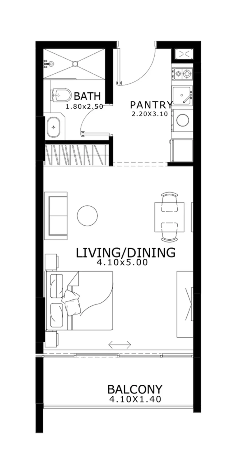 Belle Reve floor plan Студия · 398 sqft