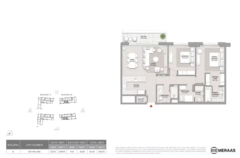 City Walk Crestlane 2 floor plan 2-спальн. · 1402 sqft