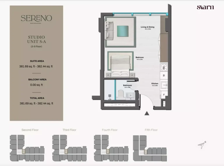 Sereno Residences floor plan Studio · 382 sqft