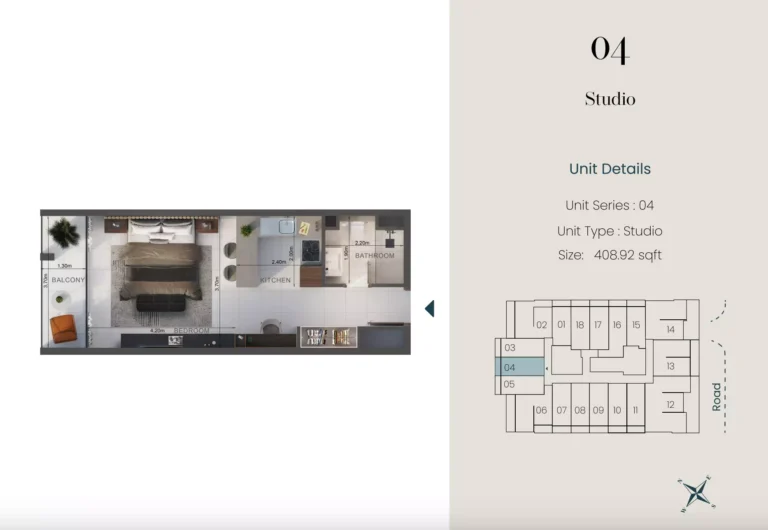Oasis Lofts floor plan Студия · 408 sqft