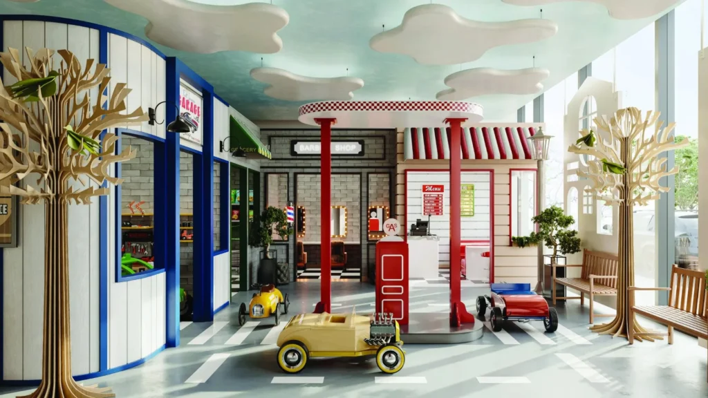 Children’s play area with toy cars Crestmark Business Bay Dubai