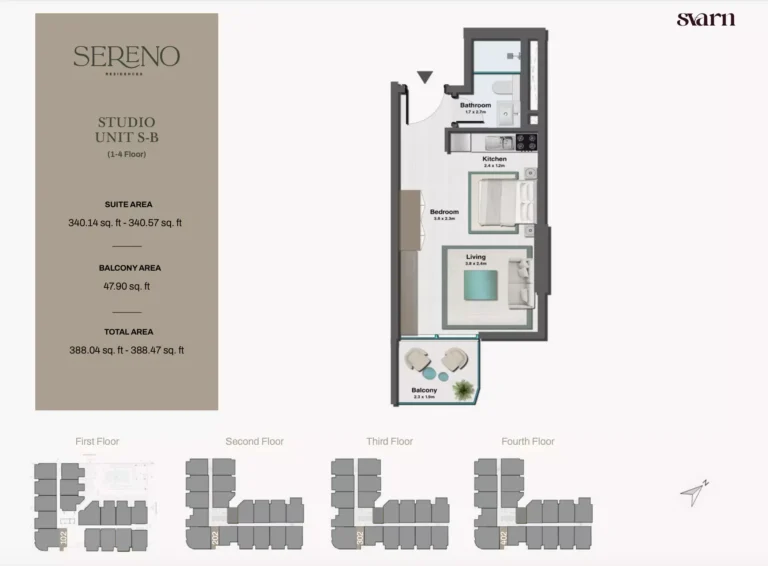 Sereno Residences floor plan Studio · 388 sqft