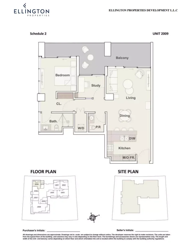 The Crestmark floor plan 1-спальн. · 1069 sqft