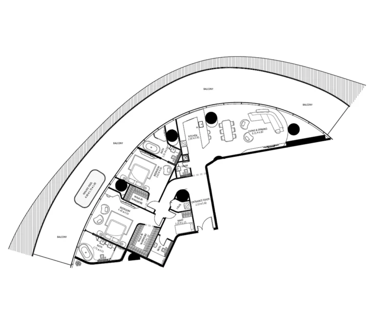 Bugatti Residences floor plan 2 BR · 3535 sqft
