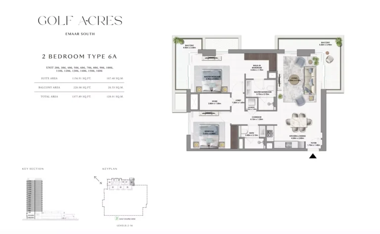 Golf Acres floor plan 2-спальн. · 1377 sqft
